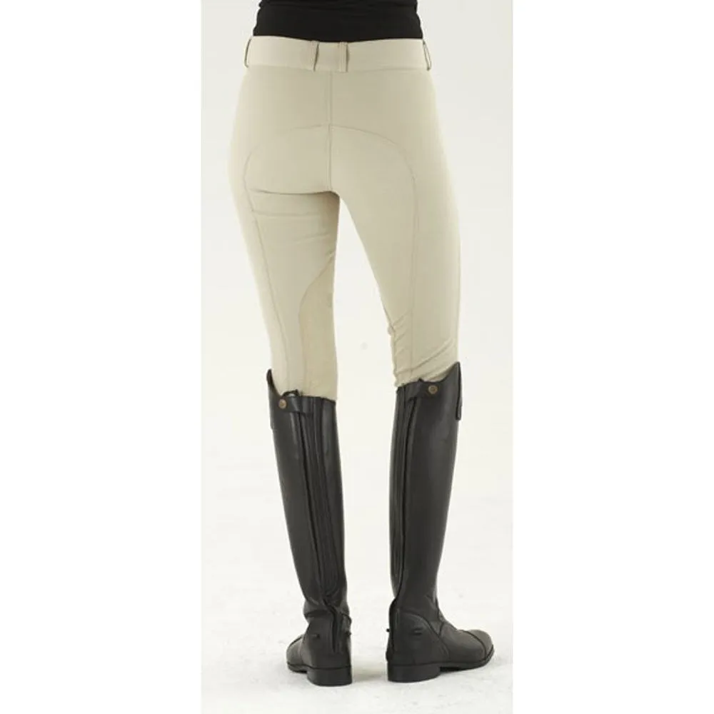 467848 Ovation Ladies Celebrity Slim Secret EuroWeave DX EuroSeat Front Zip Knee Patch Breech - Tan