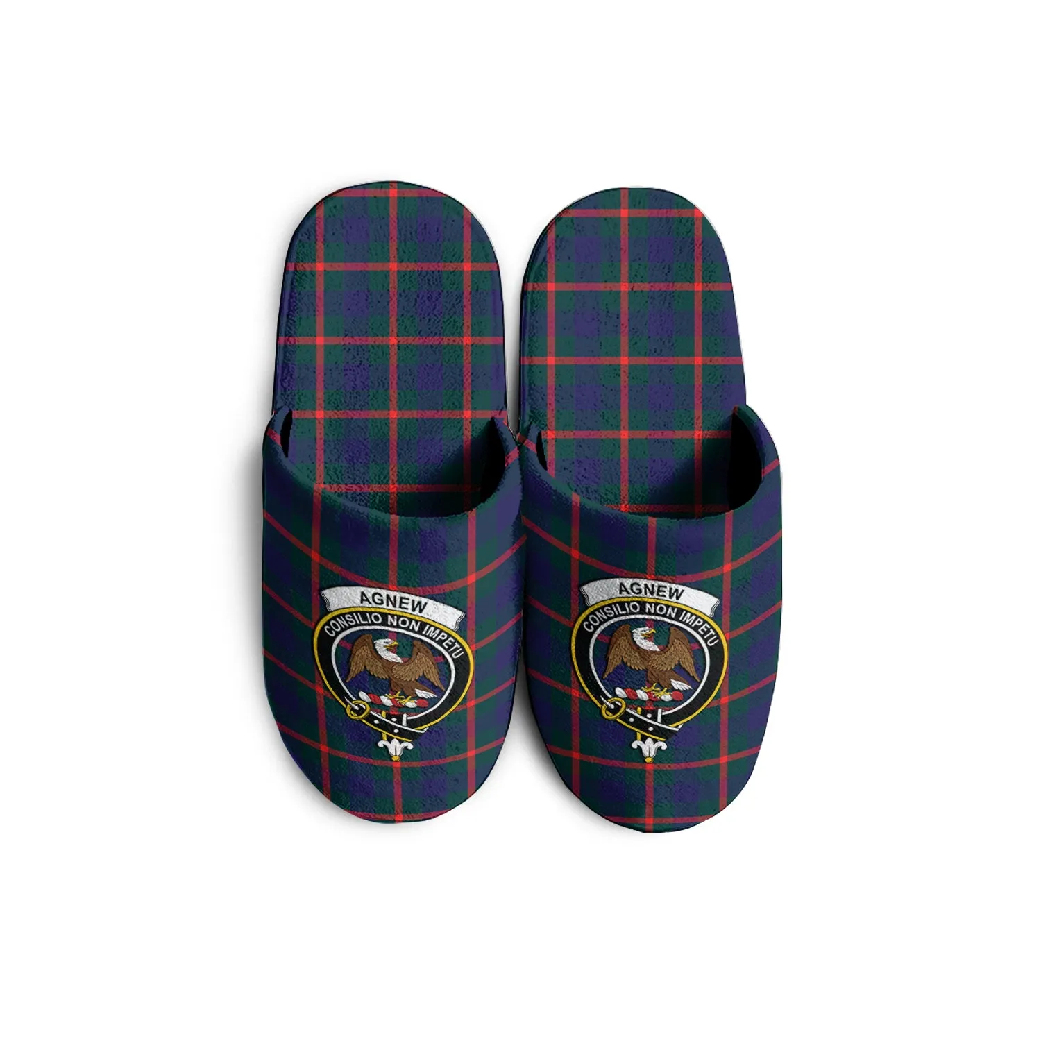 Agnew Tartan Home Slippers with Family Crest