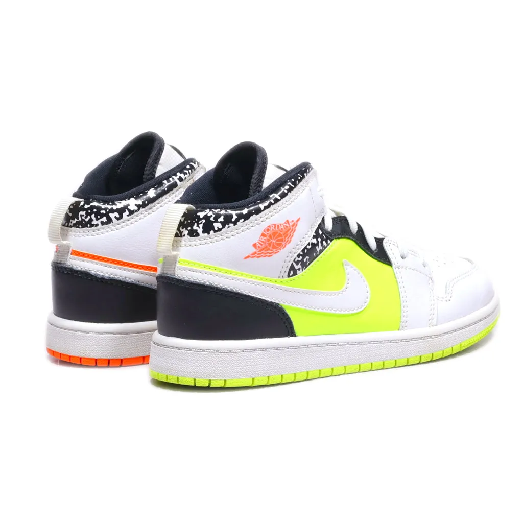 Air Jordan 1 Mid Gs Sneakers Leather White Colour For Kids