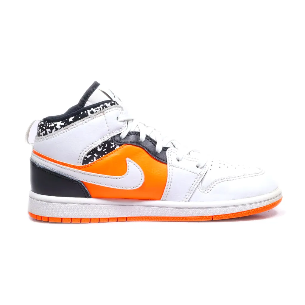 Air Jordan 1 Mid Gs Sneakers Leather White Colour For Kids