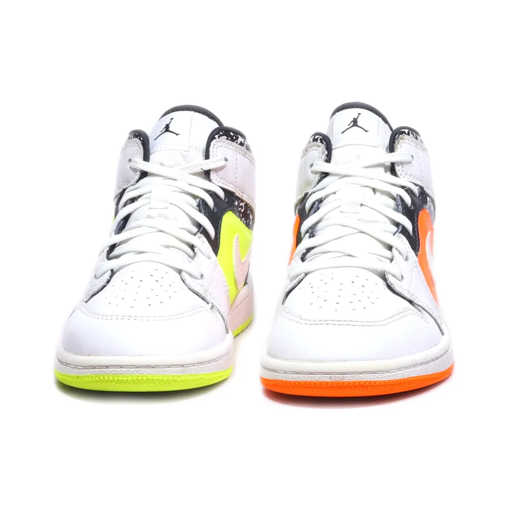 Air Jordan 1 Mid Gs Sneakers Leather White Colour For Kids