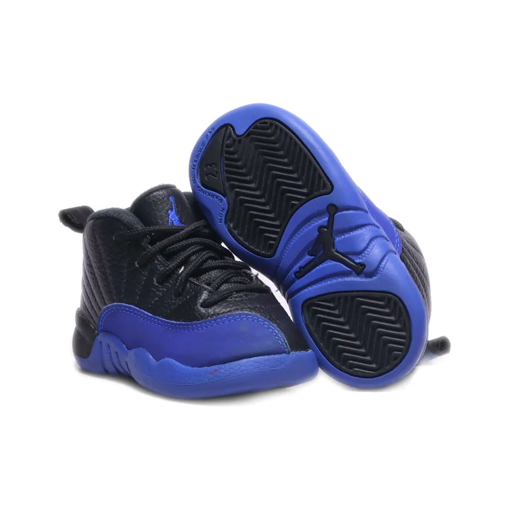 Air Jordan 12 Retro Sneakers Leather Black Colour For Kids