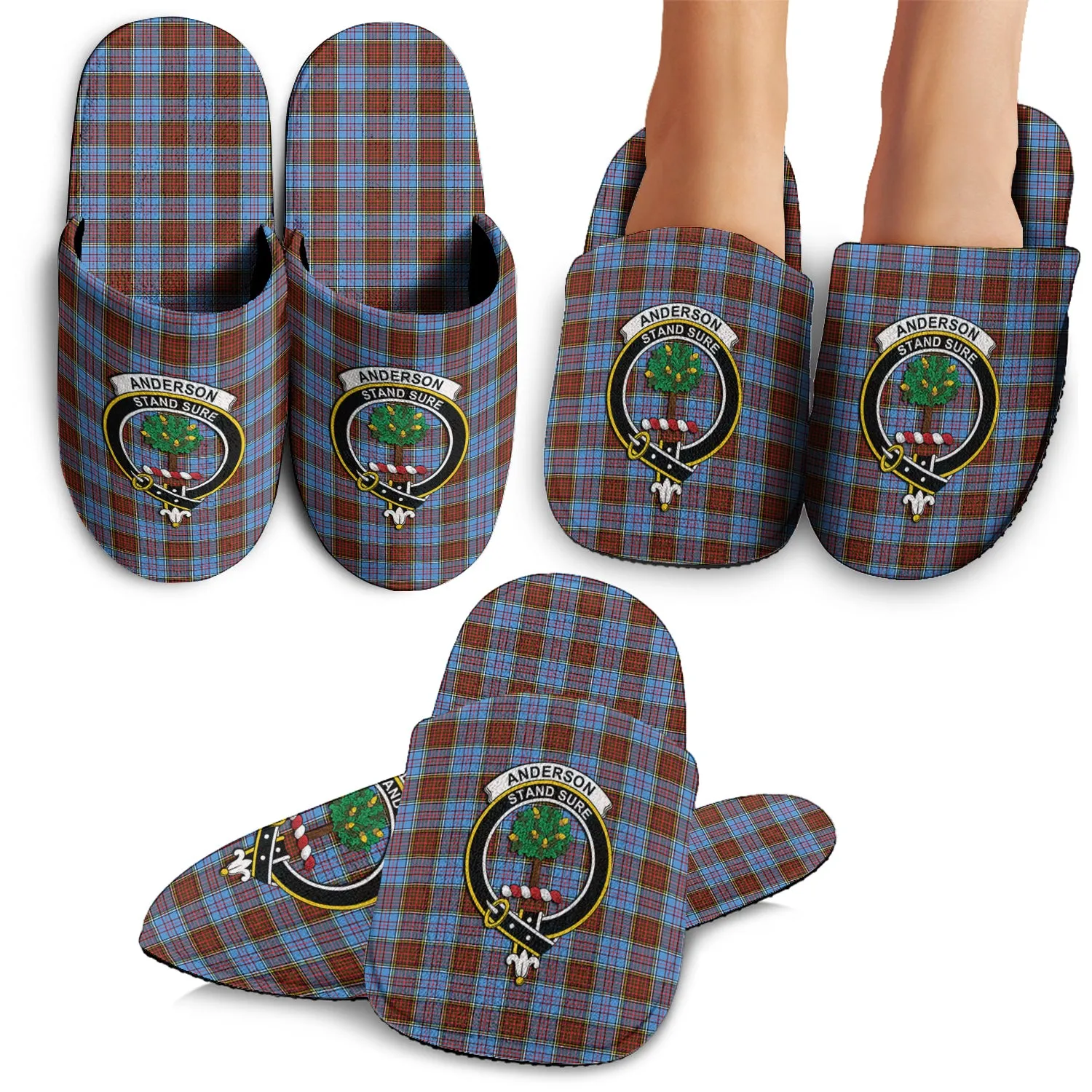 Anderson Modern Tartan Home Slippers with Family Crest