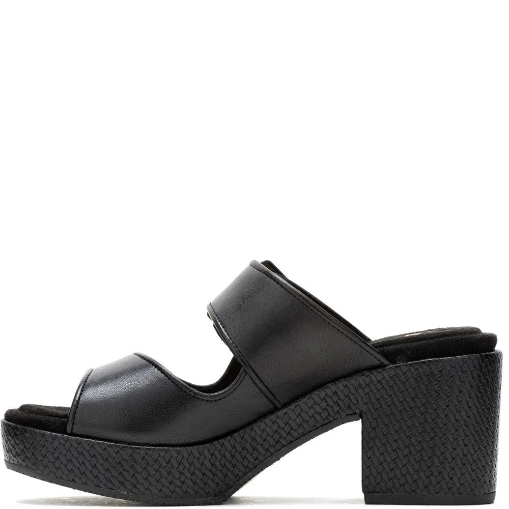 Black Poppy Buckle Slides