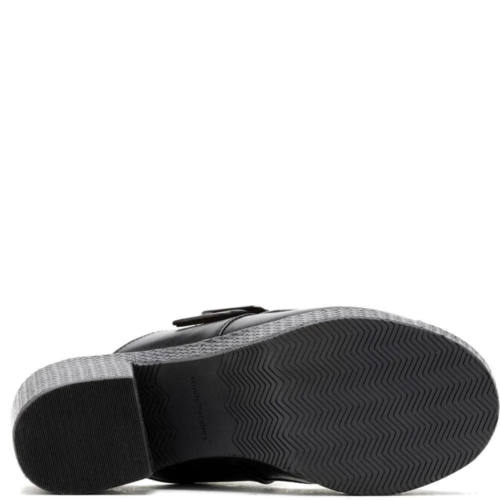 Black Poppy Buckle Slides