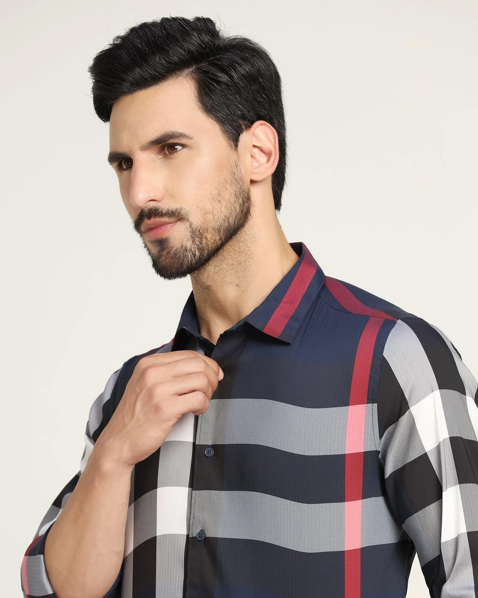 Casual Blue Check Shirt - Moses