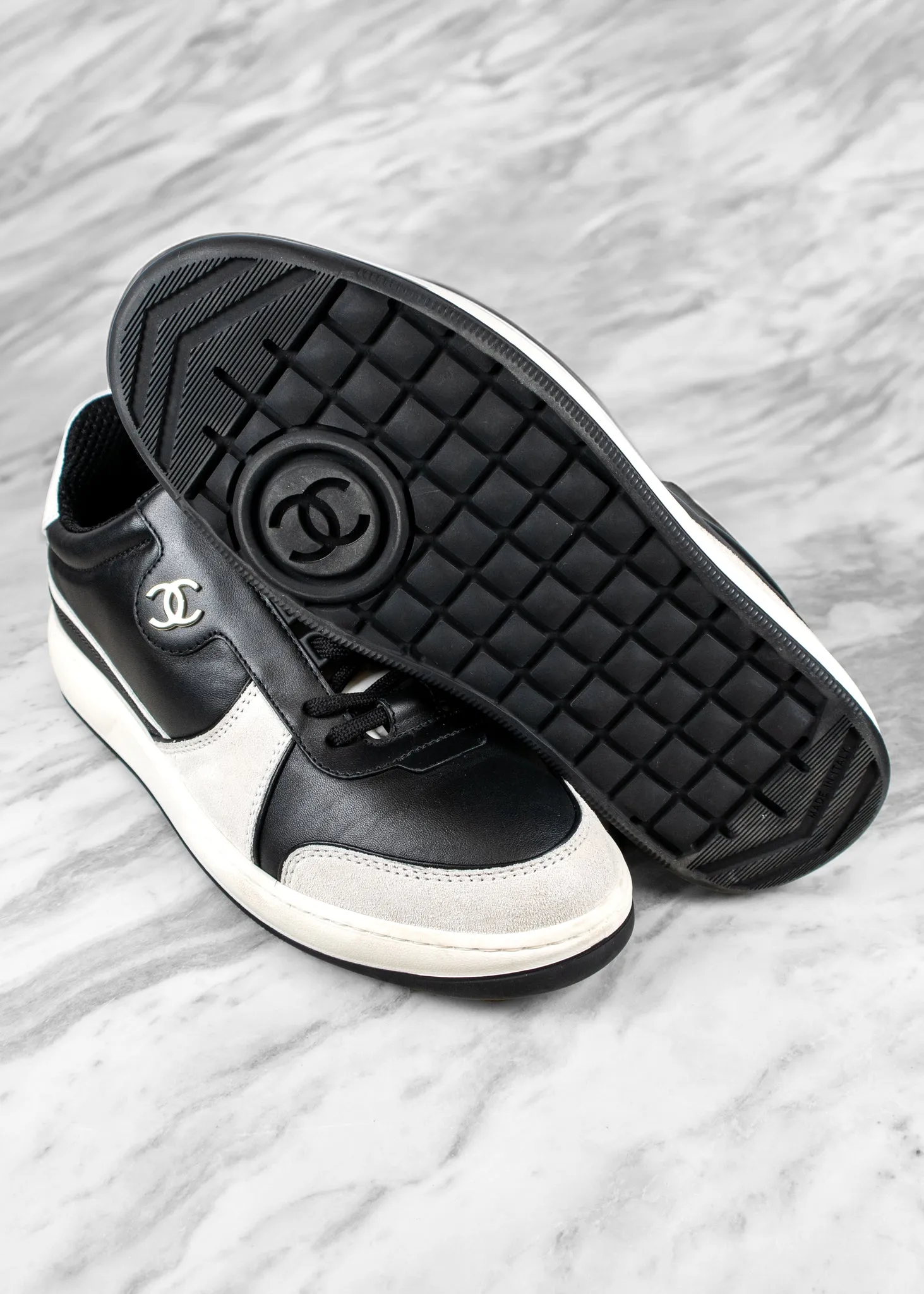 Chanel Lambskin Suede Calfskin Sneakers