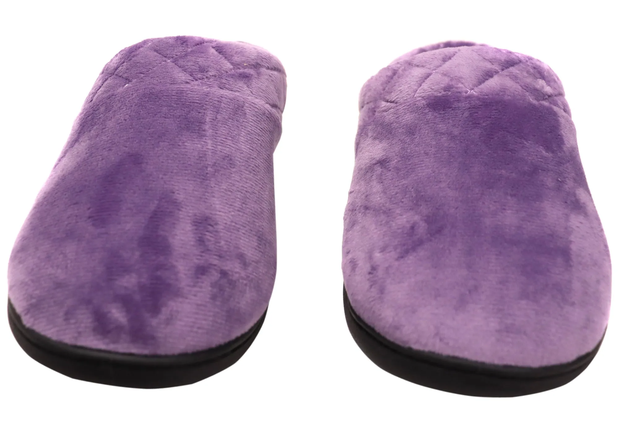 Dearfoams Womens Darcy Microfiber Velour Clog Wide Width Slippers