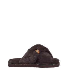 Eliza Cross Over Slippers - Brown