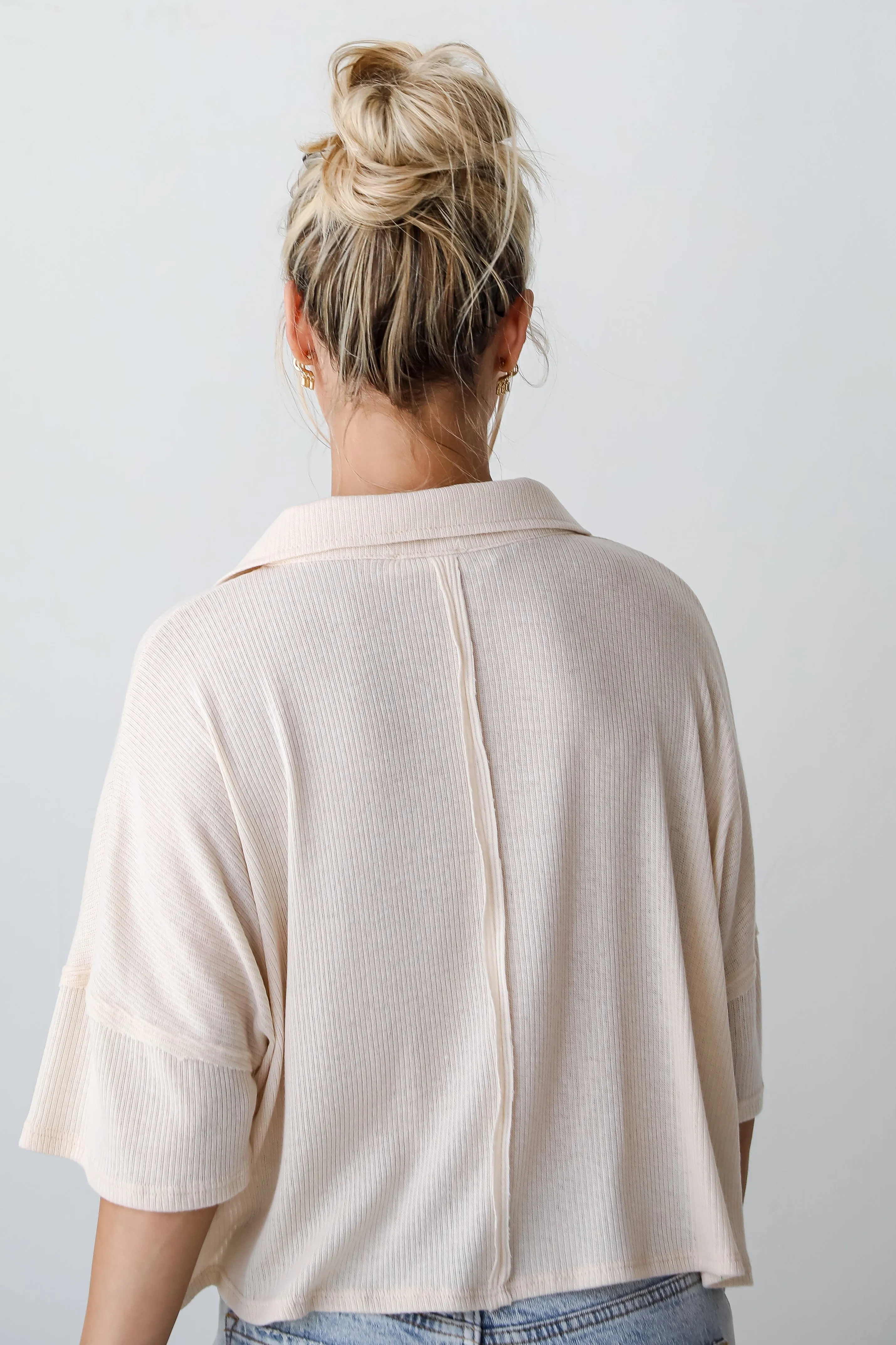 FINAL SALE - Timeless Vibes Cream Collared Henley Top - DU DEAL