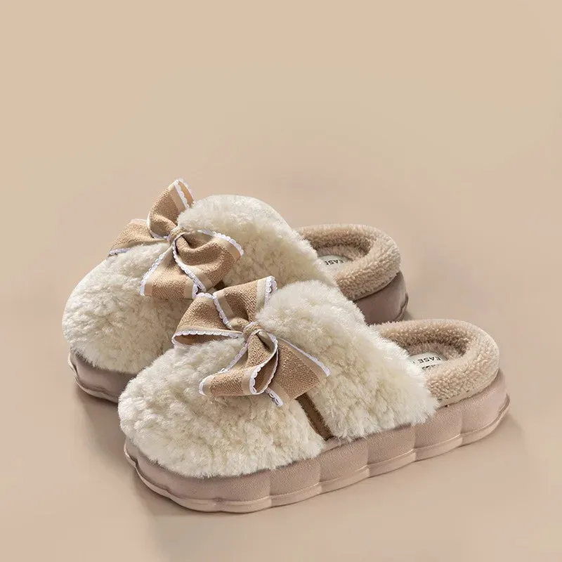 Fluffy Ribbon Slippers