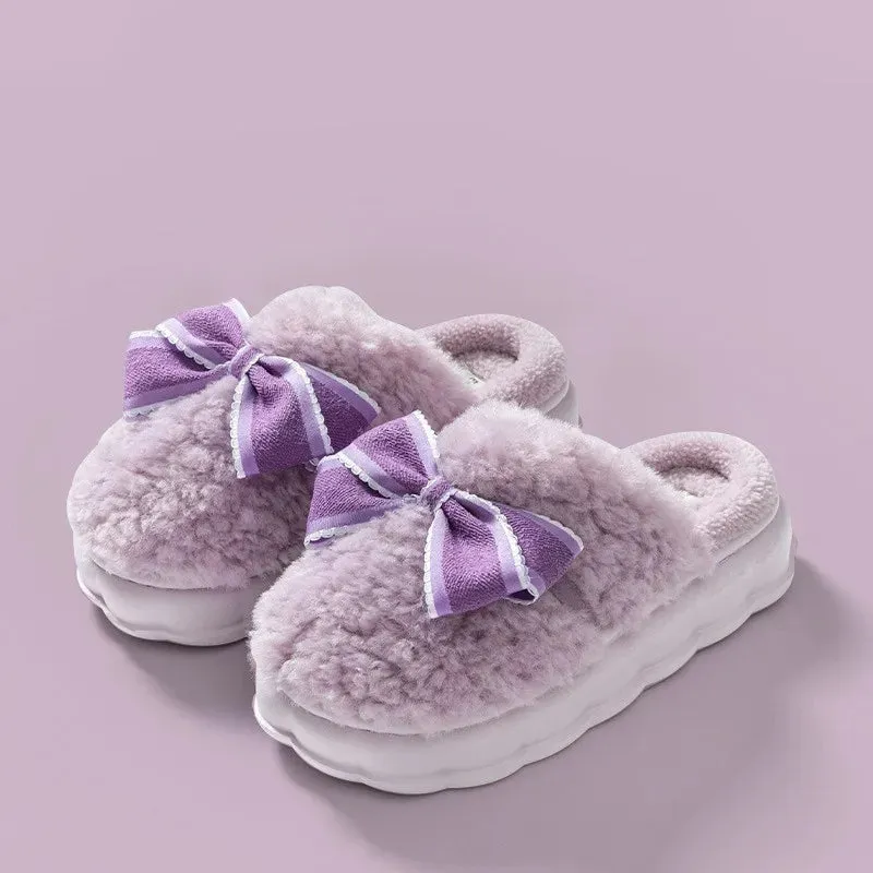 Fluffy Ribbon Slippers