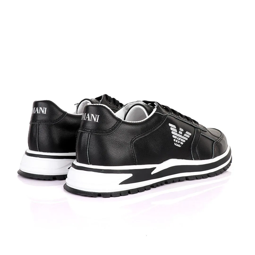 Giorgio Armani Black Leather Classic Sneakers