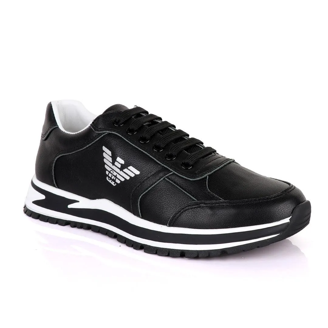 Giorgio Armani Black Leather Classic Sneakers