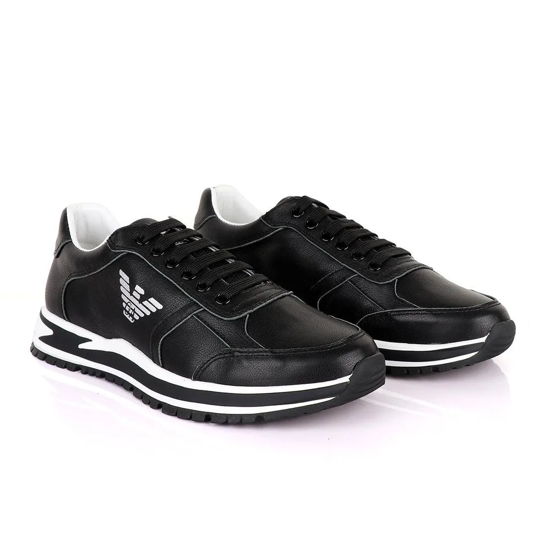 Giorgio Armani Black Leather Classic Sneakers