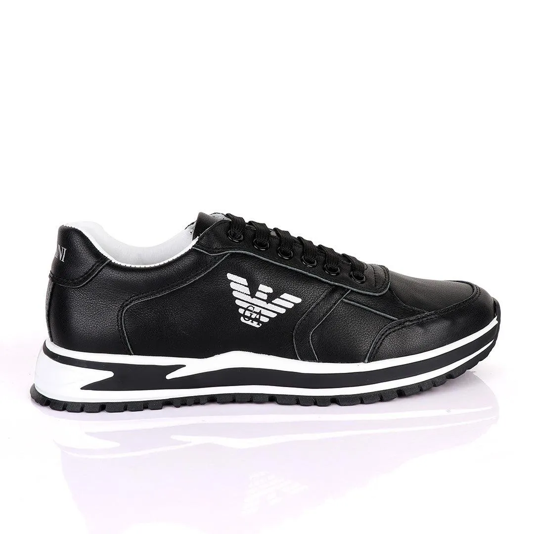 Giorgio Armani Black Leather Classic Sneakers