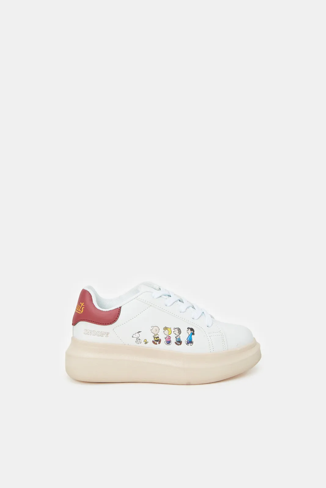 Girls White Peanuts Sneakers