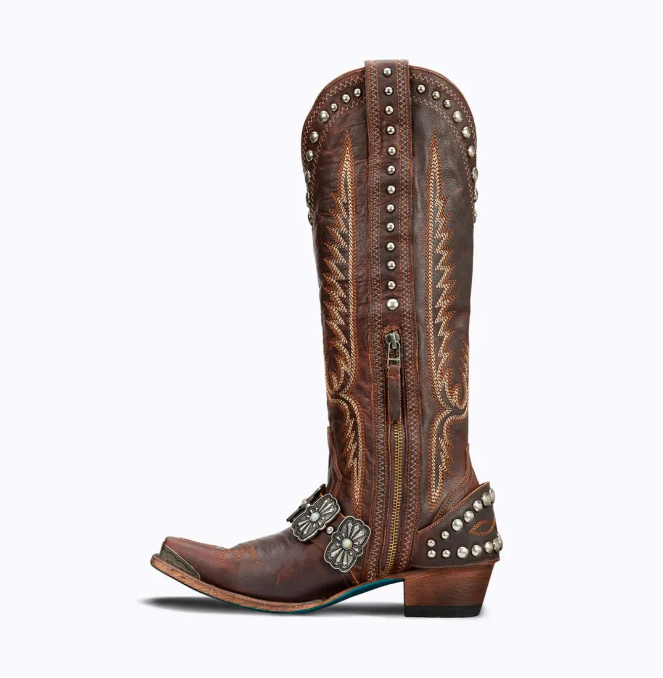 Lane Boots Women’s Cognac Tall Silver Mesa Cowgirl Boots LB0474A