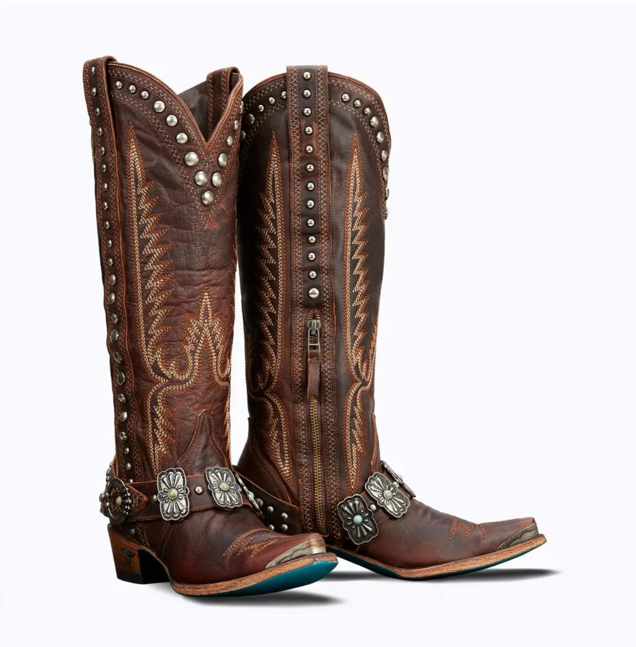 Lane Boots Women’s Cognac Tall Silver Mesa Cowgirl Boots LB0474A