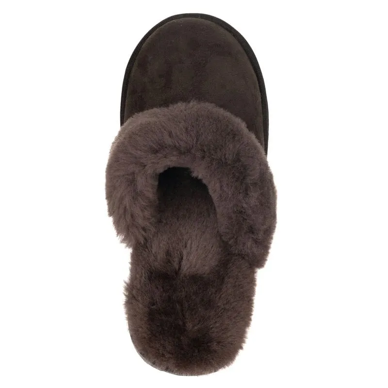 Le Chameau Maison Ladies Mule Slipper - Marron Foncé