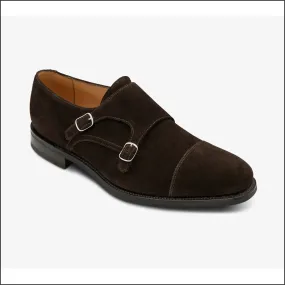 Loake Cannon Dark Brown Suede Buckle Monk Shoe--