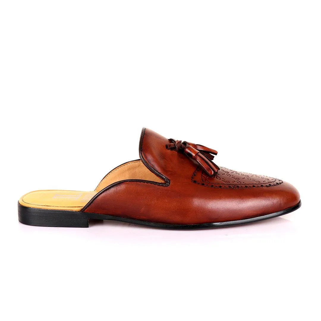 LoriBlu Classic Mole Brown Tassel Half Leather Shoe