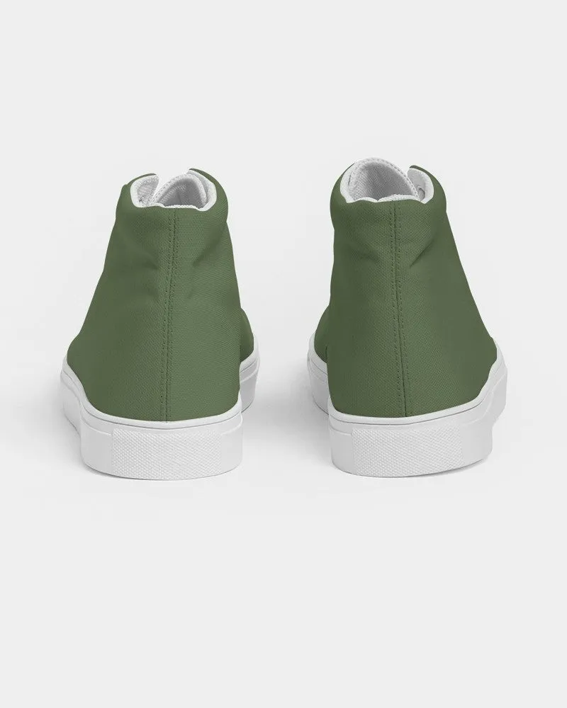 Medium Dark Warm Green Men's High-top Canvas Sneakers | Men's | Medium Dark Pastel Warm Green | C30M0Y60K60