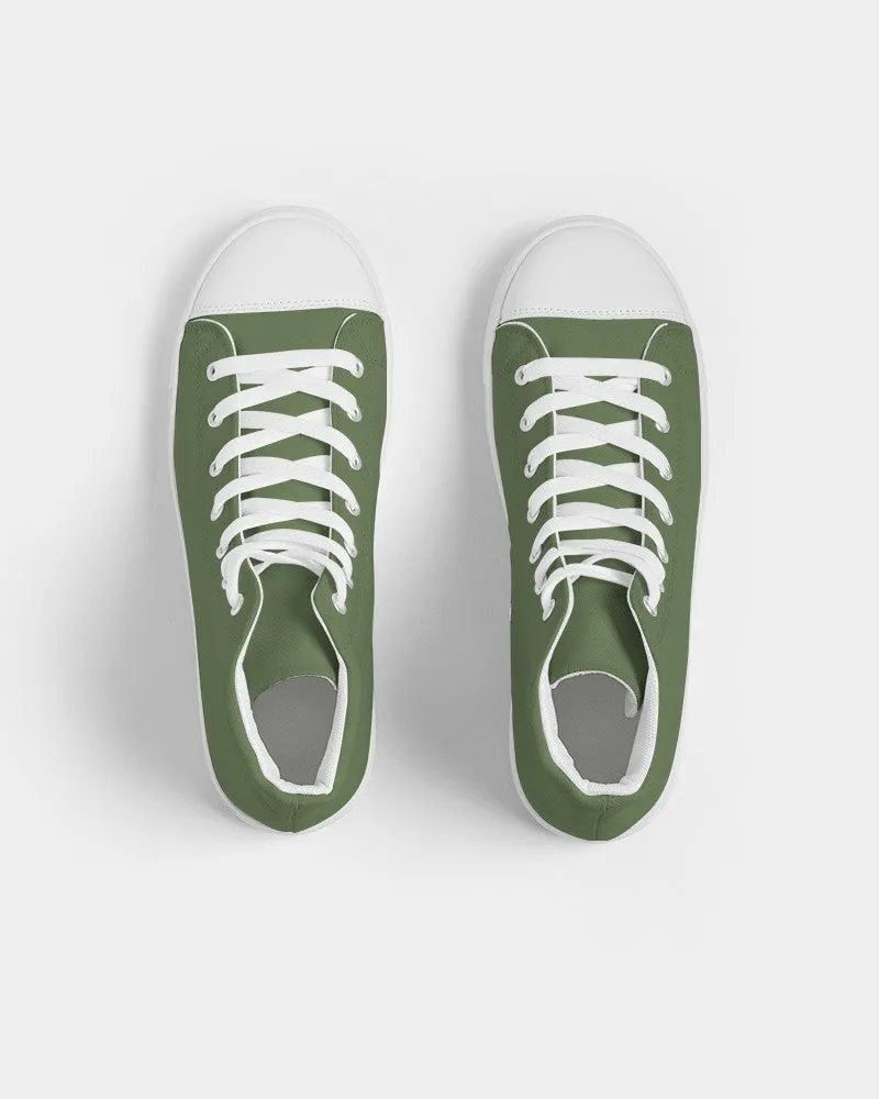 Medium Dark Warm Green Men's High-top Canvas Sneakers | Men's | Medium Dark Pastel Warm Green | C30M0Y60K60