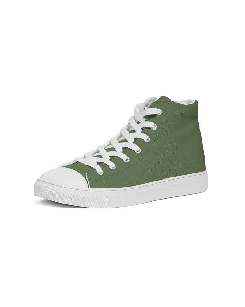 Medium Dark Warm Green Men's High-top Canvas Sneakers | Men's | Medium Dark Pastel Warm Green | C30M0Y60K60