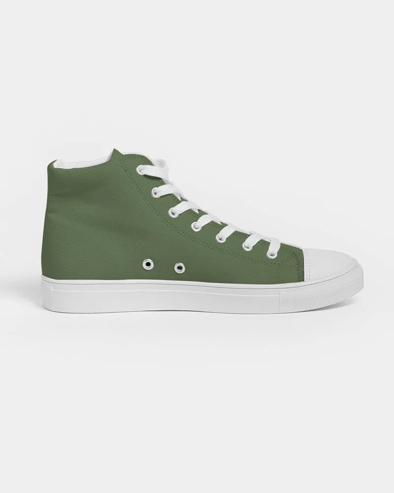 Medium Dark Warm Green Men's High-top Canvas Sneakers | Men's | Medium Dark Pastel Warm Green | C30M0Y60K60