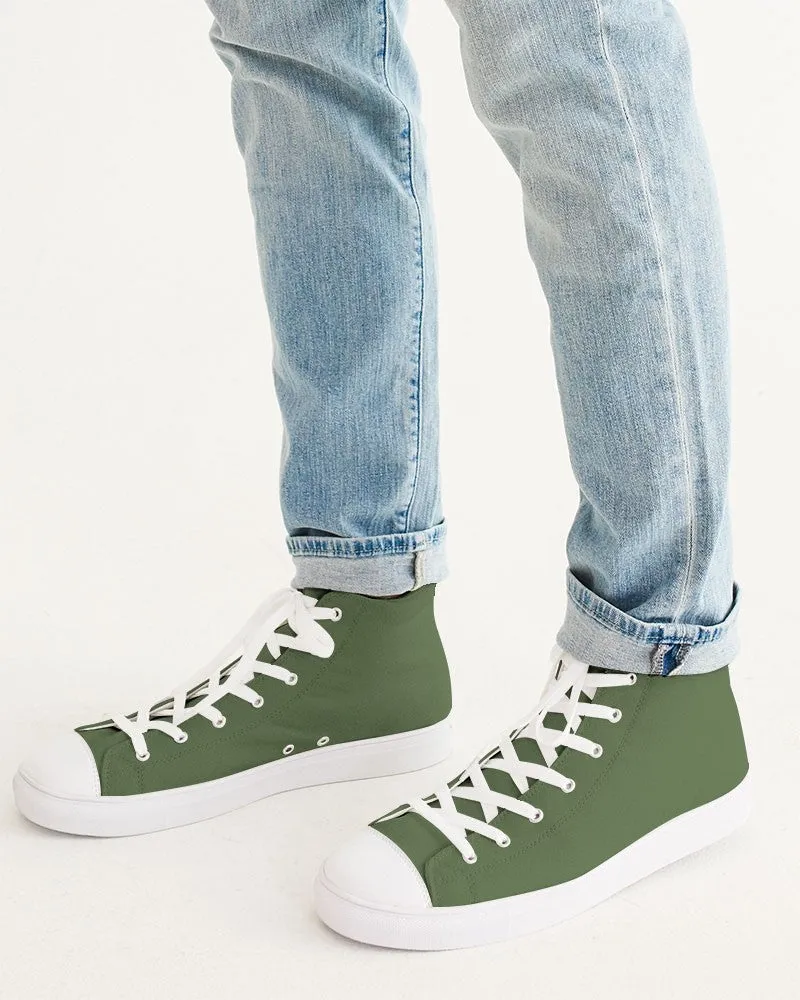 Medium Dark Warm Green Men's High-top Canvas Sneakers | Men's | Medium Dark Pastel Warm Green | C30M0Y60K60