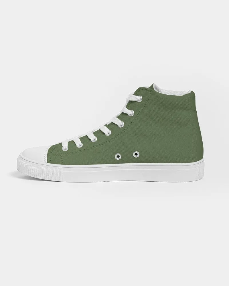 Medium Dark Warm Green Men's High-top Canvas Sneakers | Men's | Medium Dark Pastel Warm Green | C30M0Y60K60