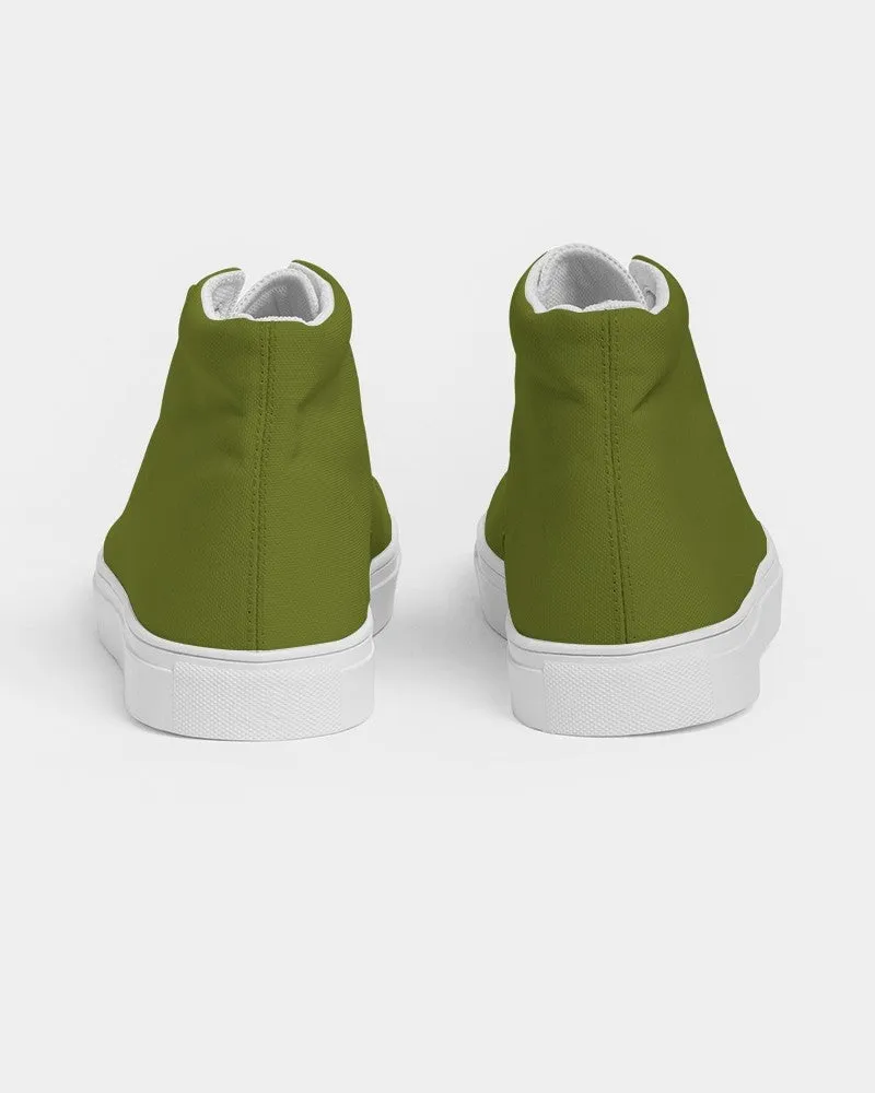 Medium Dark Yellow Warm Green Men's High-top Canvas Sneakers | Men's | Medium Dark Pure Yellow Warm Green | C25M0Y100K60