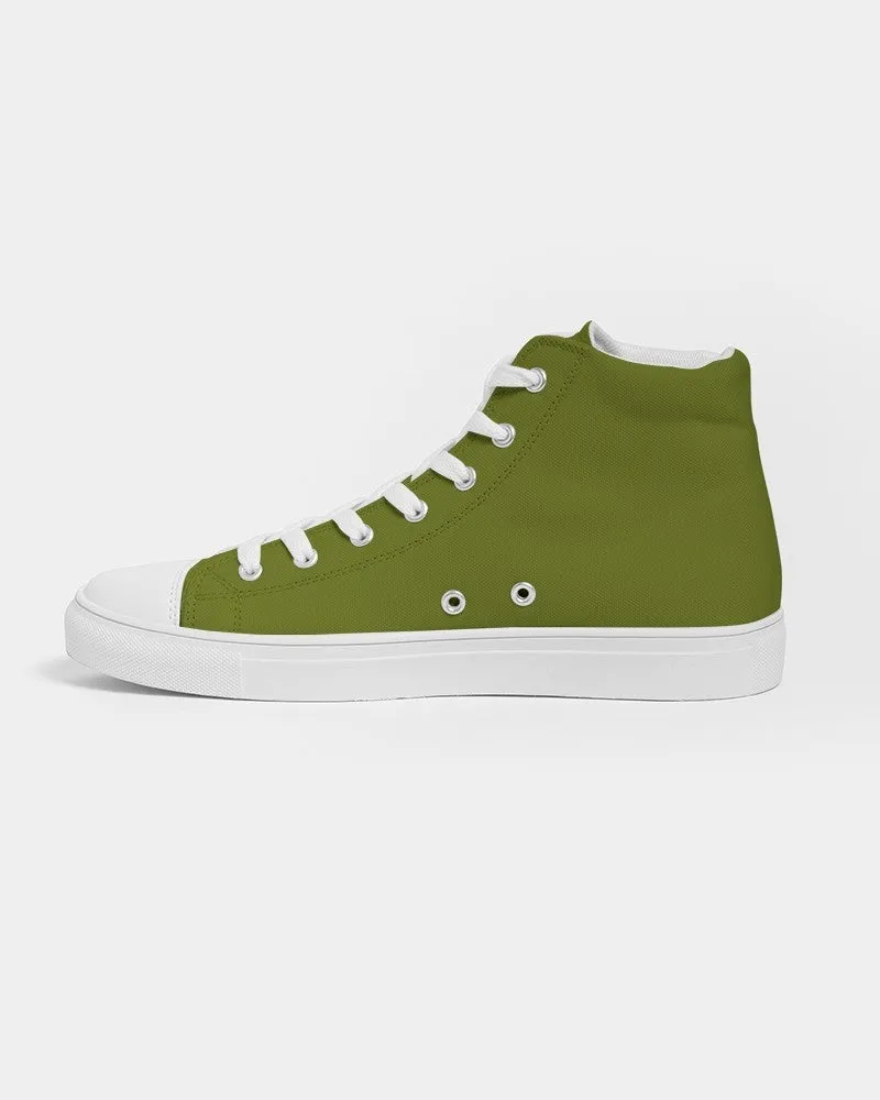 Medium Dark Yellow Warm Green Men's High-top Canvas Sneakers | Men's | Medium Dark Pure Yellow Warm Green | C25M0Y100K60