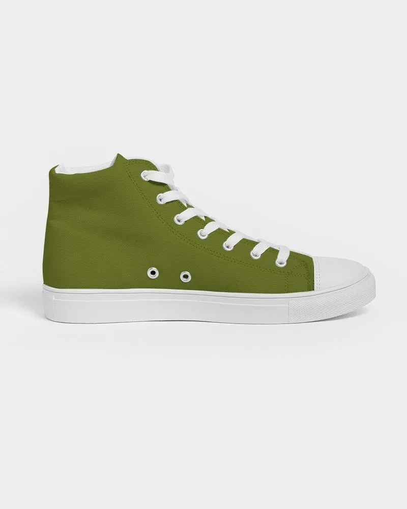 Medium Dark Yellow Warm Green Men's High-top Canvas Sneakers | Men's | Medium Dark Pure Yellow Warm Green | C25M0Y100K60