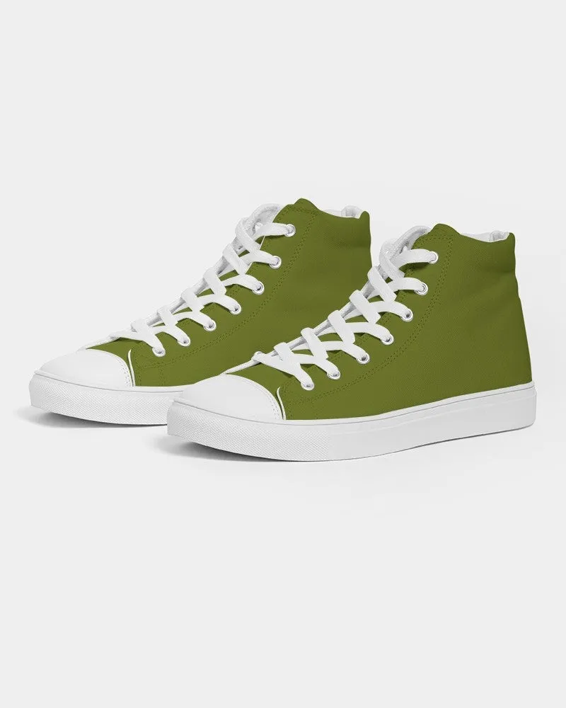 Medium Dark Yellow Warm Green Men's High-top Canvas Sneakers | Men's | Medium Dark Pure Yellow Warm Green | C25M0Y100K60