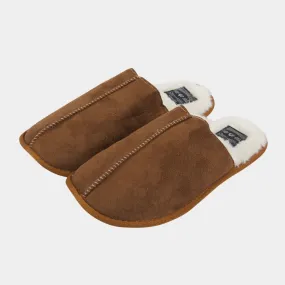 Mens Tan Faux Suede Slippers