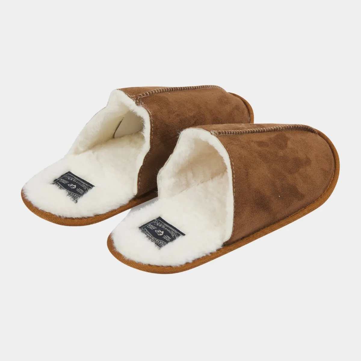 Mens Tan Faux Suede Slippers