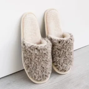 Men's Wool Slippers - Grey Brown