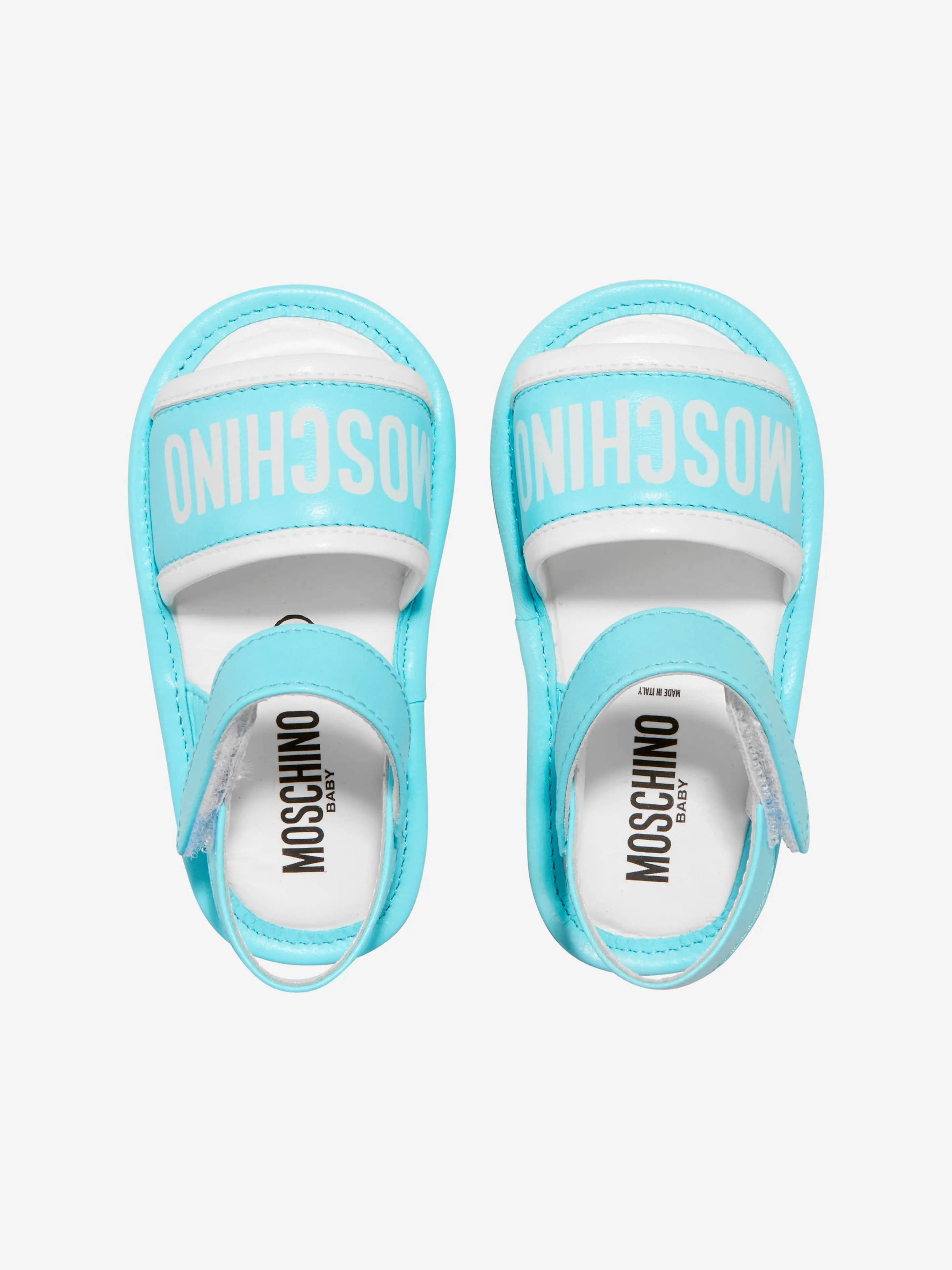 Moschino Baby Unisex Leather Logo Print Sandals