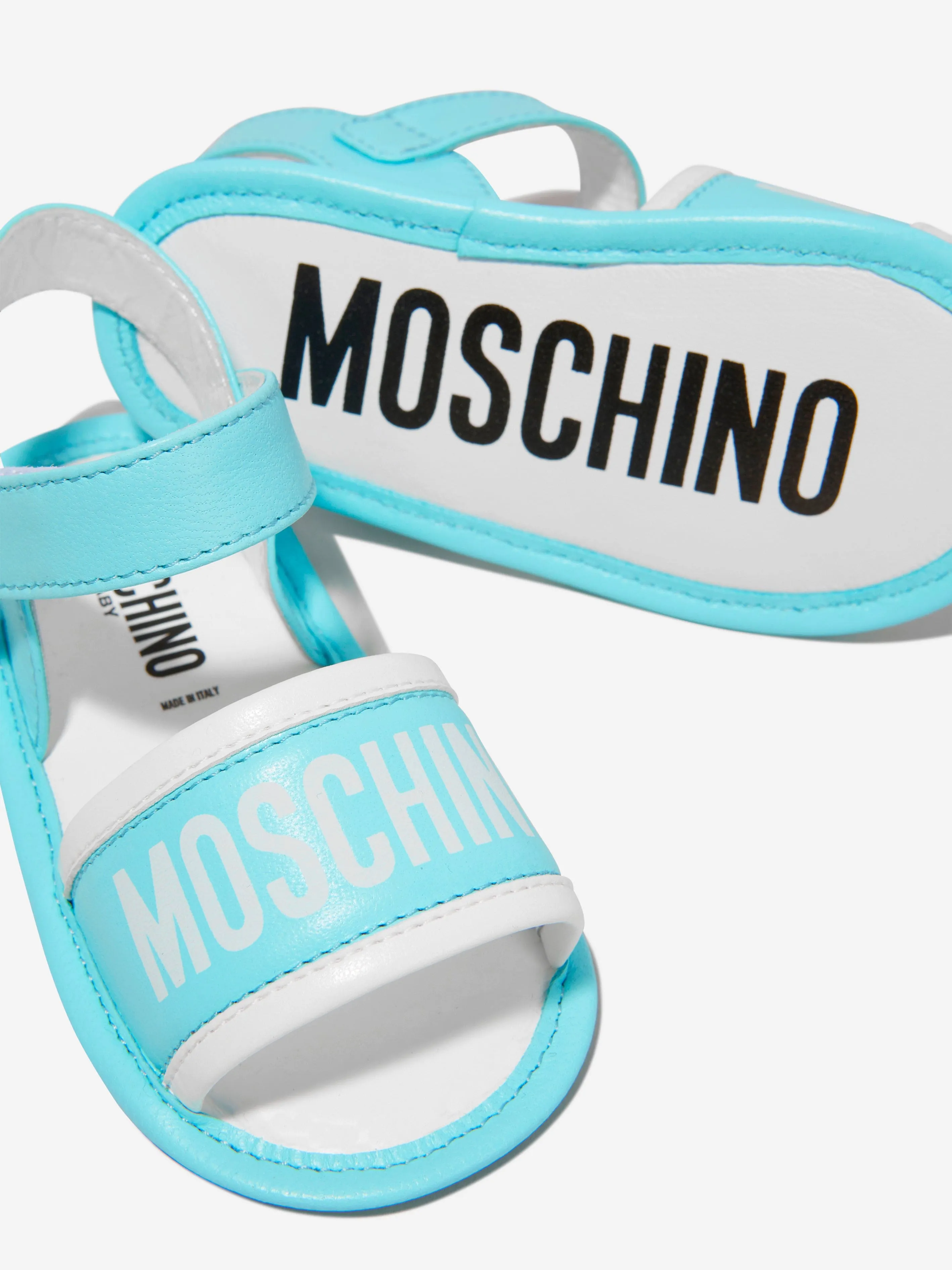 Moschino Baby Unisex Leather Logo Print Sandals