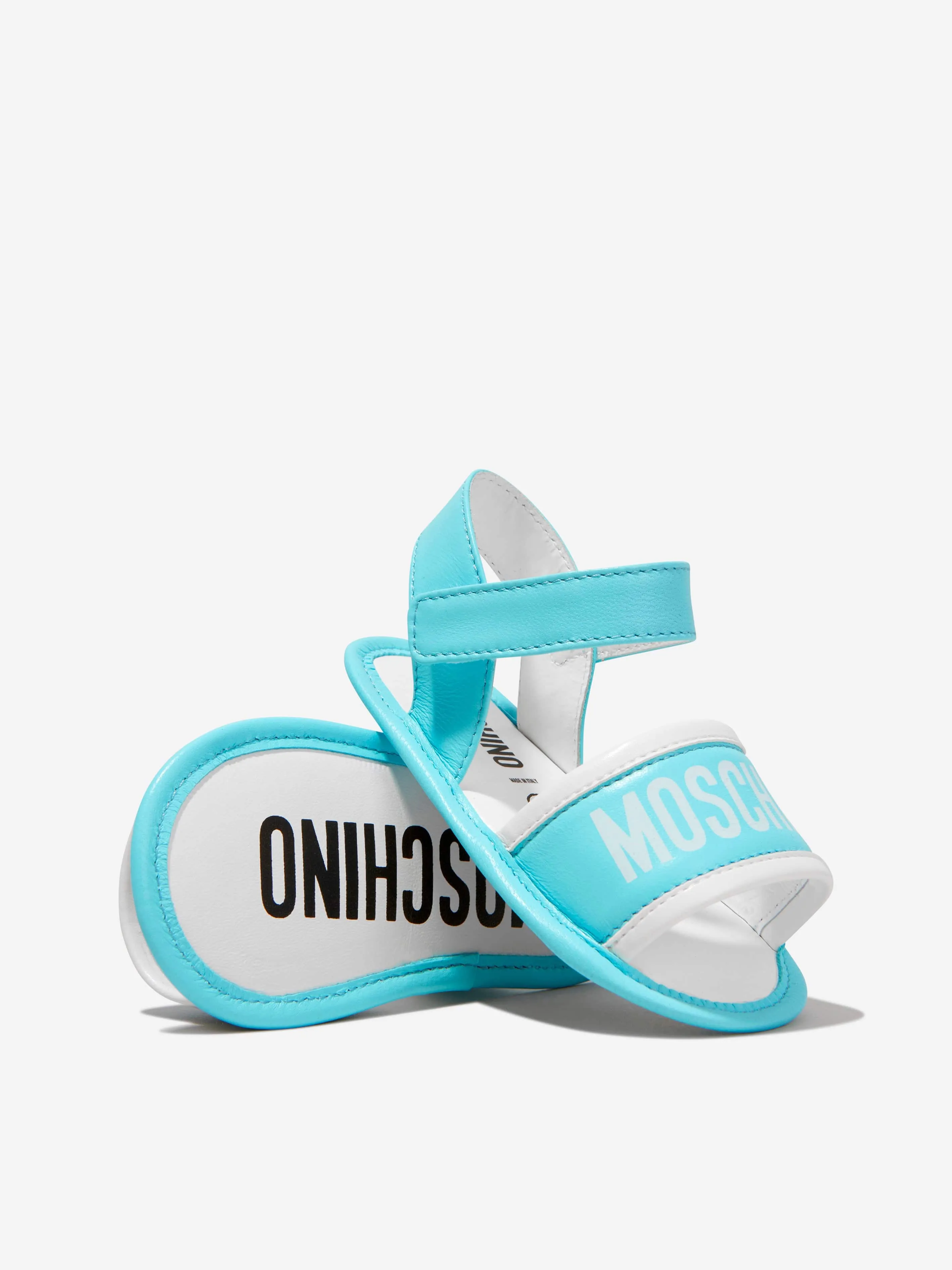 Moschino Baby Unisex Leather Logo Print Sandals