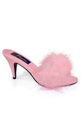 Pink Satin Maribou Slippers