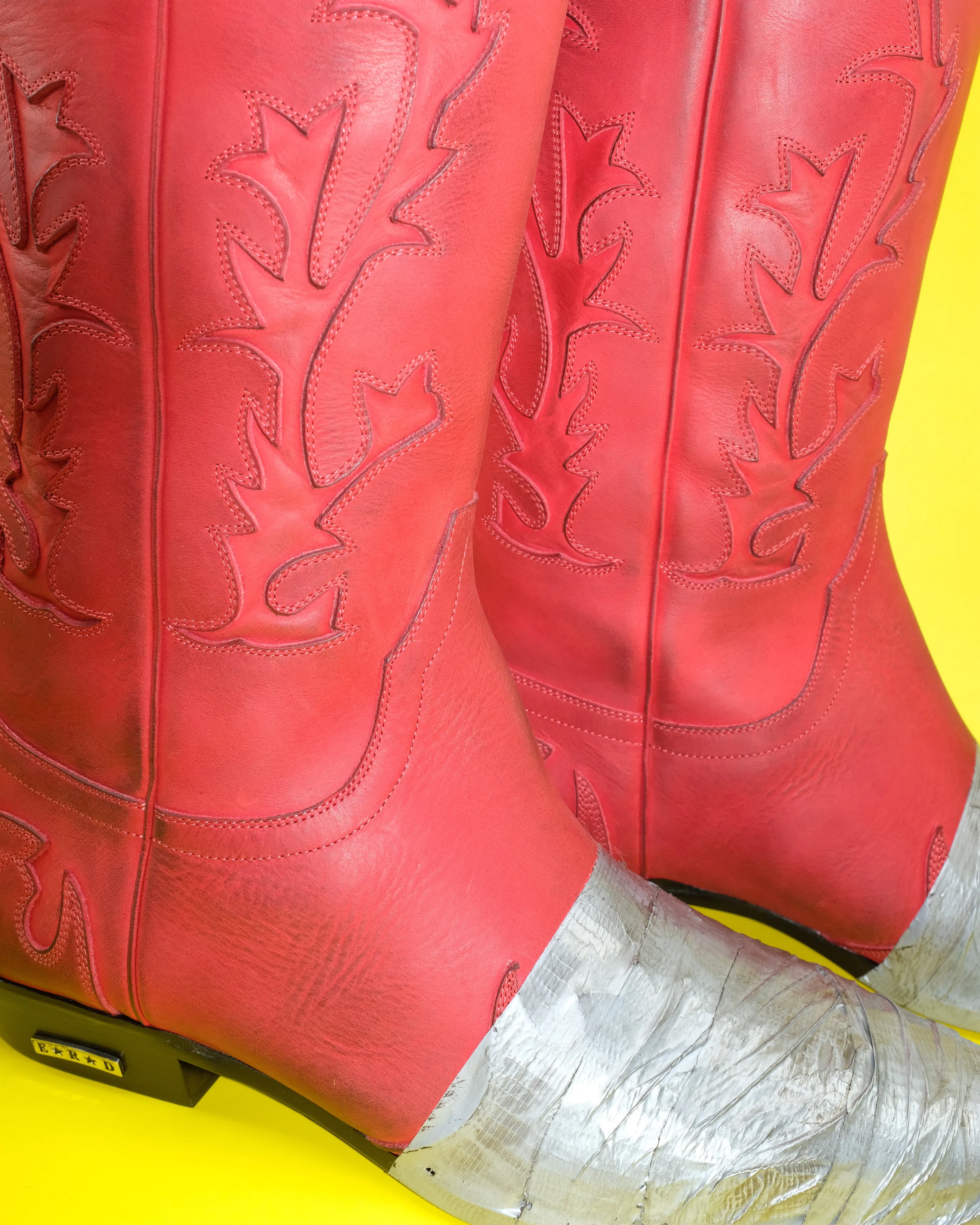 Red Calf Leather Duct Tape Cowboy Boot