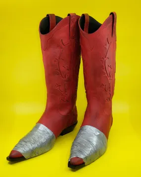 Red Calf Leather Duct Tape Cowboy Boot