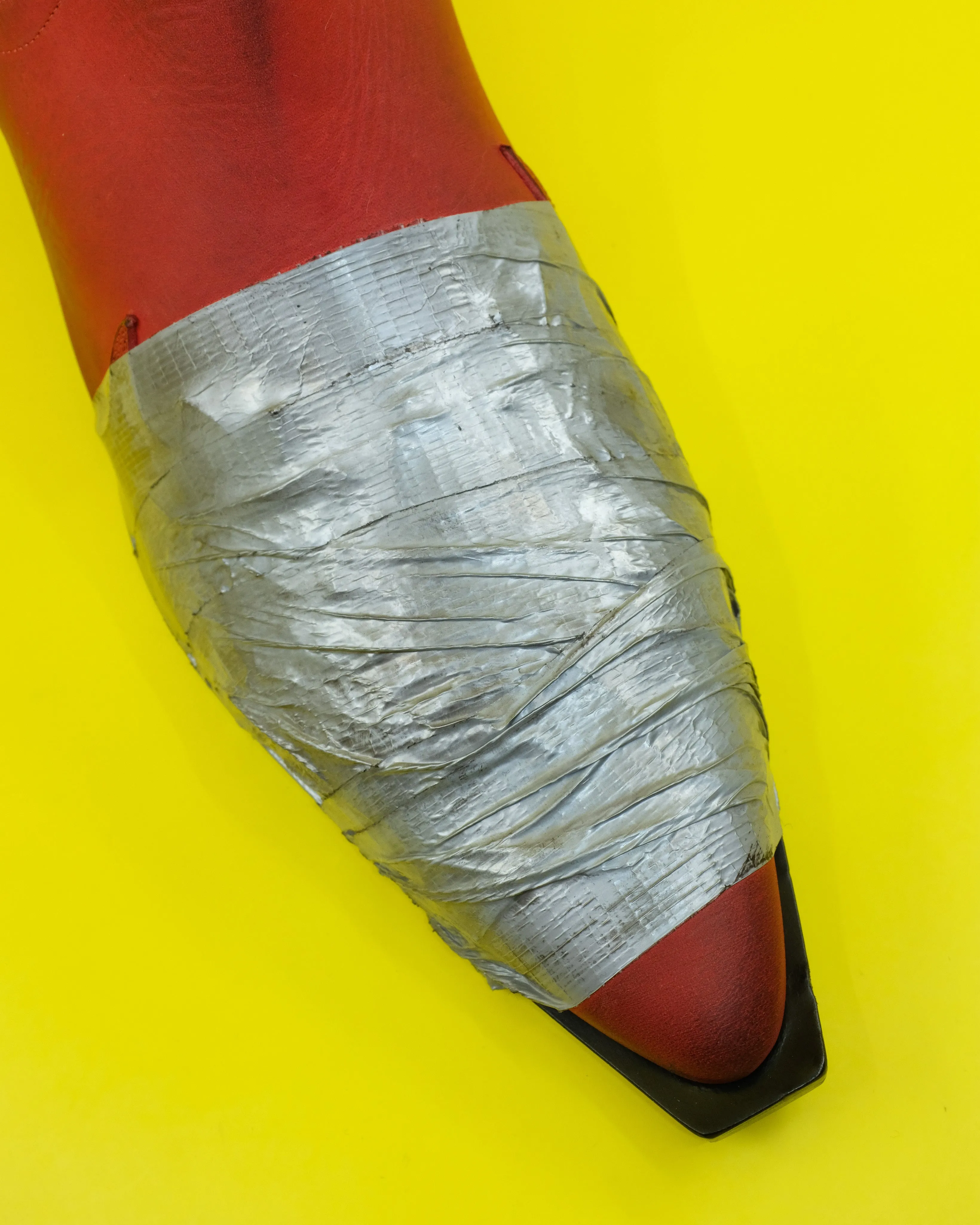 Red Calf Leather Duct Tape Cowboy Boot