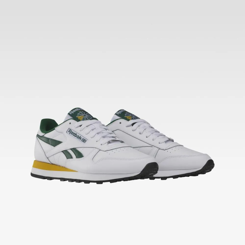 Reebok Footwear Men Classic Leather Shoes WHITE/DRKGRN/RETGOL