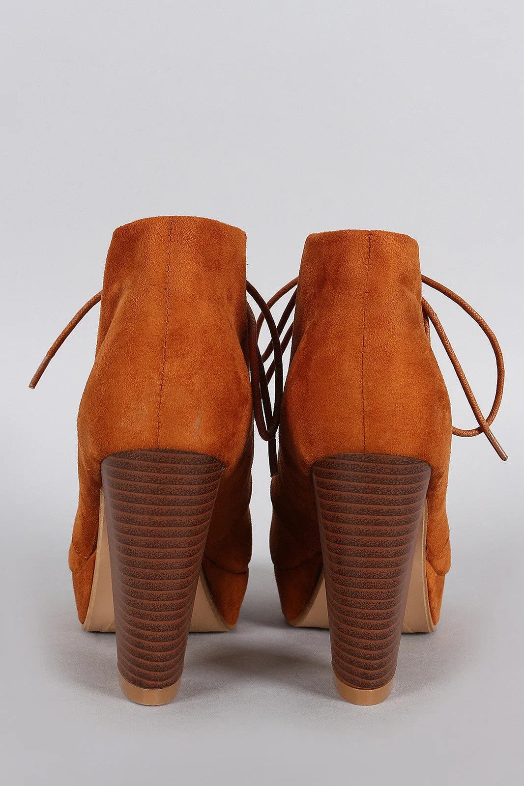 Refined Lace Up Stacked Bootie