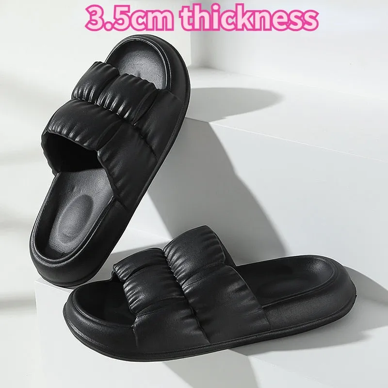 Soft Sole Beach Slides with Thick Platform - Slip-Resistant Flip Flops