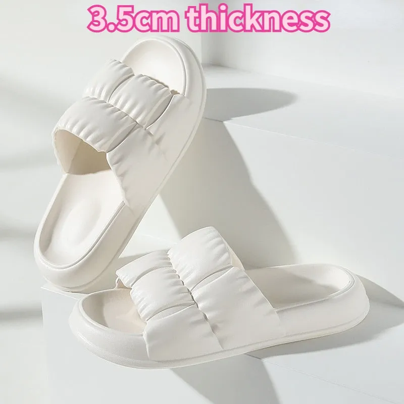 Soft Sole Beach Slides with Thick Platform - Slip-Resistant Flip Flops